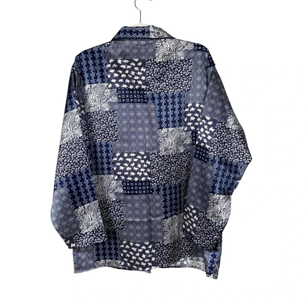 Vintage Y2K Gomez Patchwork Button Down Shirt Size Large Bohemian 90s Artsy